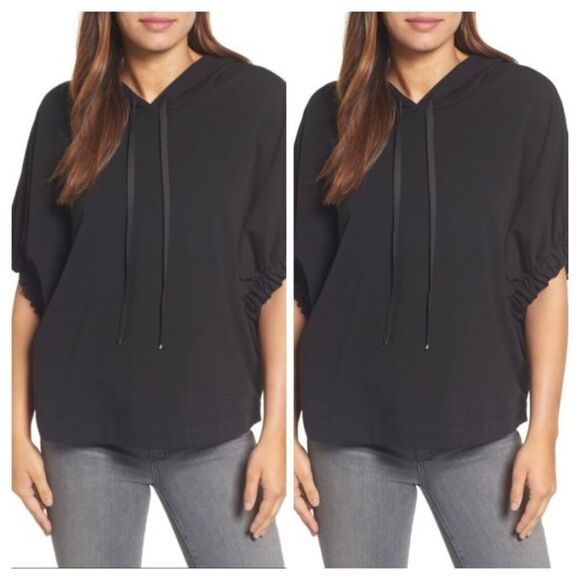 Bobeau Gathered Sleeve Black Hoodie Size XS - Picture 1 of 8